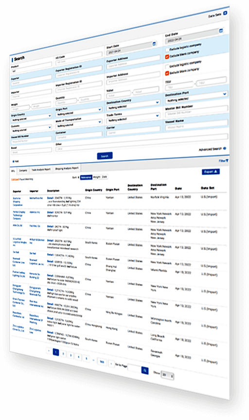 Interface de busca Tradesparq